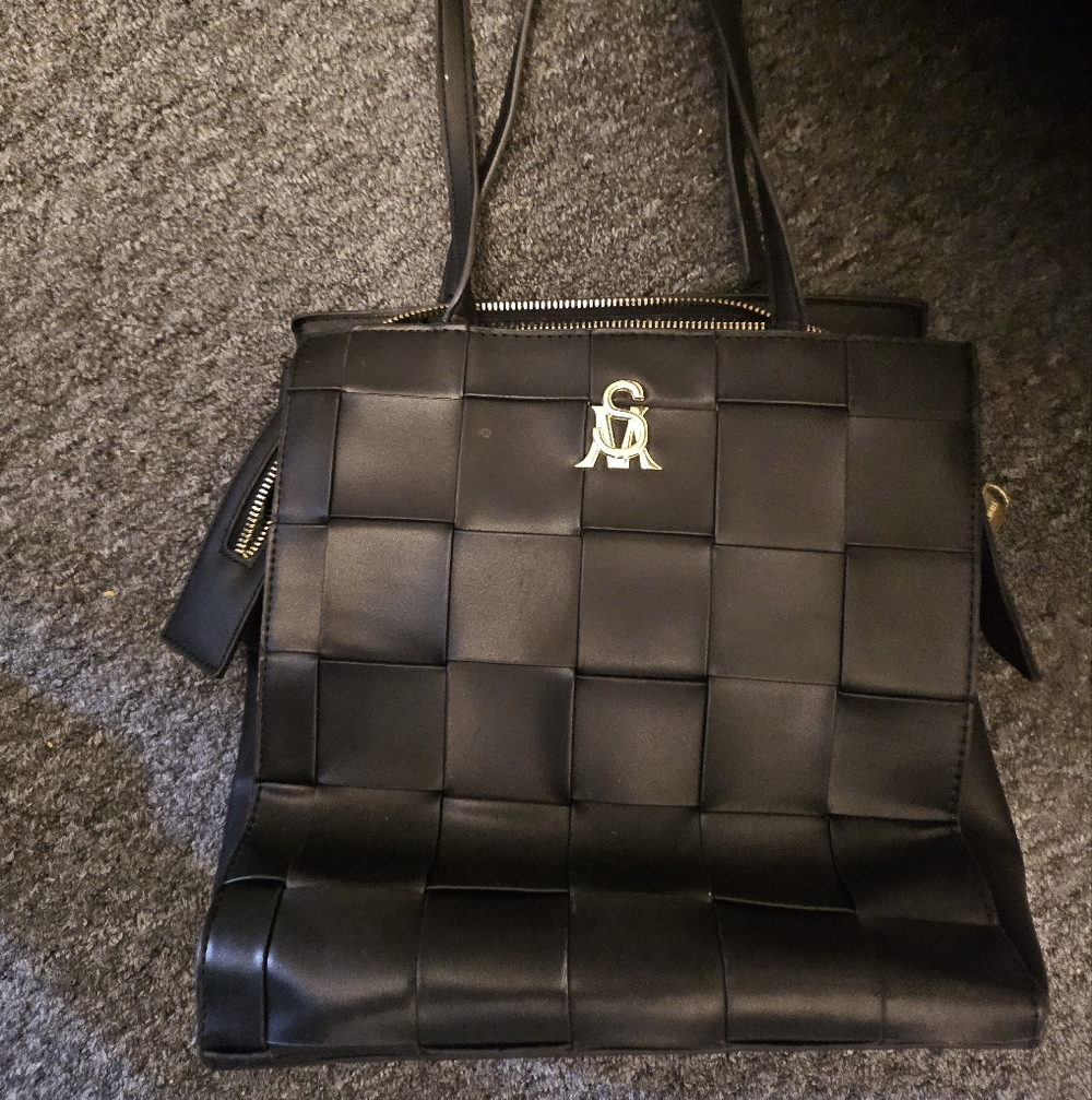 Steve Madden Black Woven Tote Bag